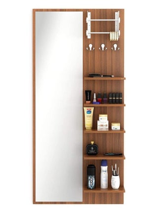 Karnak Freddie Engineered Wood Wall Mount Dressing Table Mirror with Shelves Walnut Color - pzsku/Z9A8C0D61DB88D1B05DE7Z/45/1744879747/59b8f568-89da-4be2-b7d0-91c64216c4d9