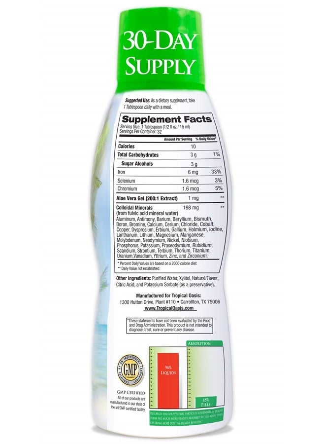 Tropical Oasis Premium Ionized Plant Based Trace Minerals Liquid Formula- 74 essential minerals in liquid form for up to 96% Absorption - 16 oz, 32 servings - Image 2