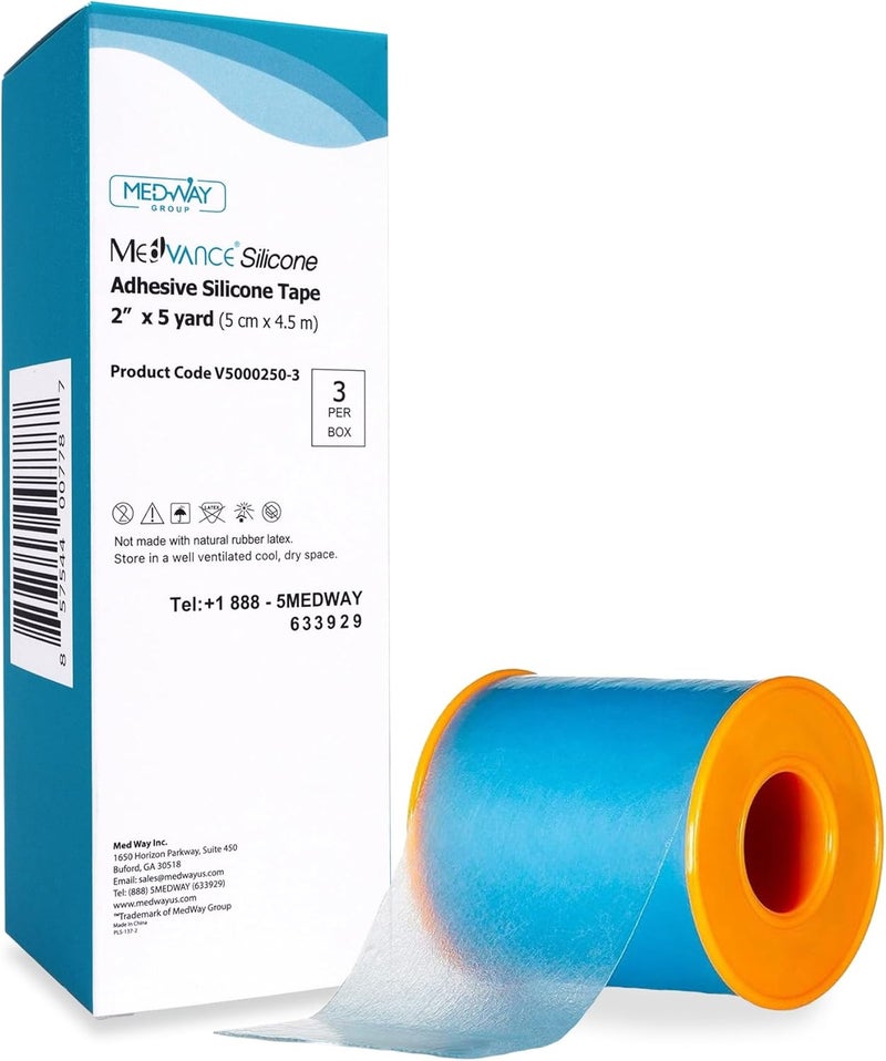 MedVance Silicone Tape 2" Wide Soft with Perforation and Cuttable (3 Pack, 5 Yards)