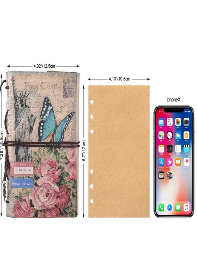 MaleDen Leather Journal Notebook, MALEDEN Vintage Travel Journal for Women Refillable Sketchbook Diary Planner with Unlined Pages and Zipper Pocket - Image 3