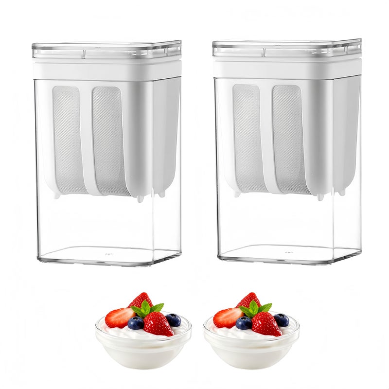 FindXeink 2Packs Yogurt Strainerâ€”[1.16QT*2/0.29GAL*2] Total & [0.55QT*2/0.1375GAL*2] Filter, Greek Yogurt Strainer Yogurt Press, BPA-Free PP Strainer for Whey Separation & Greek Yogurt Maker(Total1.16QT*2) - Image 1