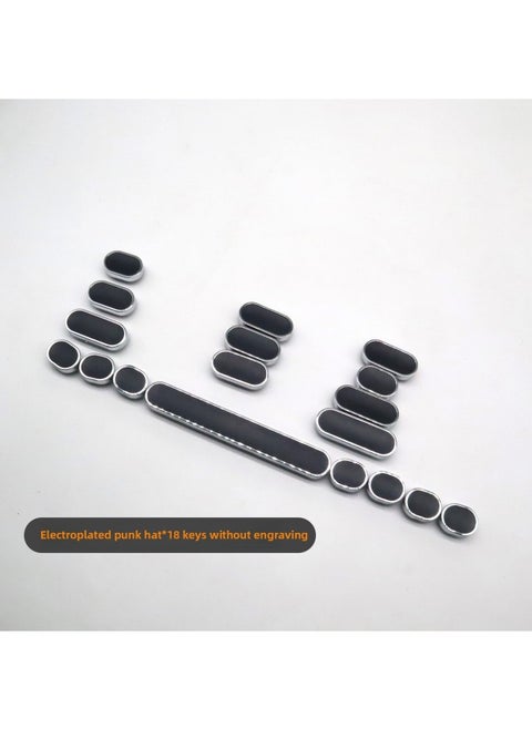 Key Cap Garbage Bag Round Retro Electroplating Punk Mechanical Keyboard Cap Number Key Direction Key Character Transparent Key Cap-Color:Black Special-shaped Keys Have No Words 18