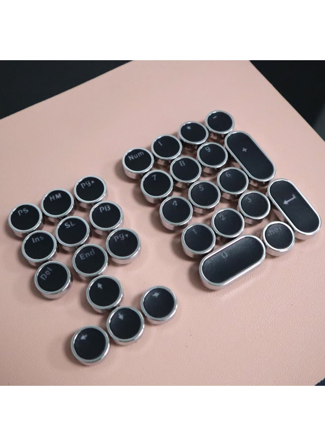 Generic - Key Cap Garbage Bag Round Retro Electroplating Punk Mechanical Keyboard Cap Number Key Direction Key Character Transparent Key Cap-Color:Black Special-shaped Keys Have No Words 18 - Image 1