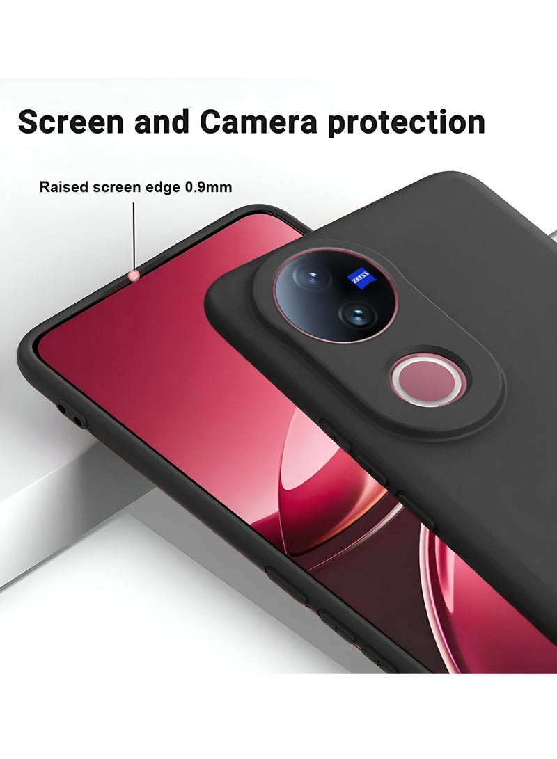 Wtech vivo V50 5G 2025 Premium Soft Liquid Silicone Case Cover - Black - Image 3