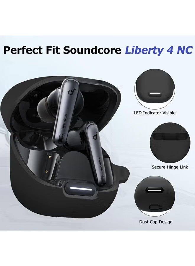 for Liberty 4 NC Case Cover with Cleaner Kit, Soft Silicone Protective Case for Anker Soundcore Liberty 4 NC Case for Women Men, Liberty 4 NC Case Accessories with Keychain - Image 5