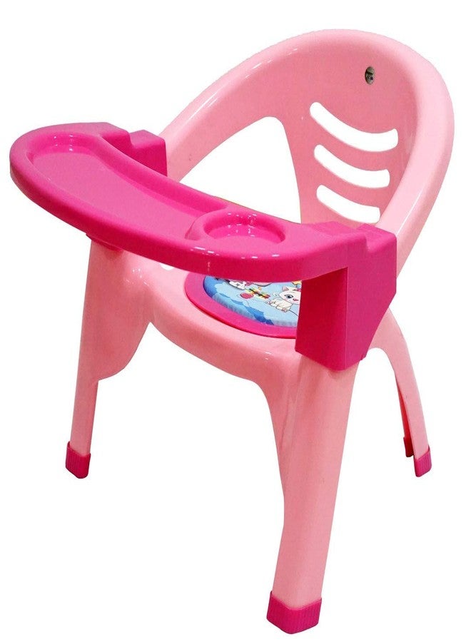 نابيا كرسي أطفال صغير من نابيا مع صينية أمان ووسادة ناعمة مع صوت صفارة للأطفال - (وردي) - Image 5