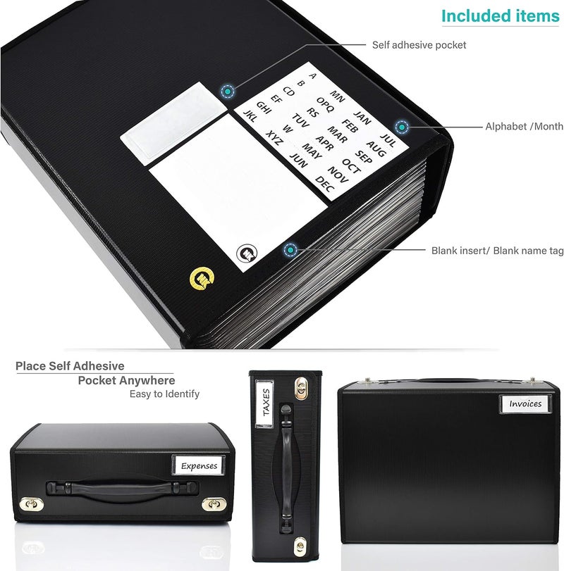 Cnk Accordion File Folders with 24 Pockets Organizer for Document Paper Storage Folder Documents Expanding Binder Folio Pocket Receipt Filing Expandable Files Dividers Labels Letter Durable Handle - Image 5