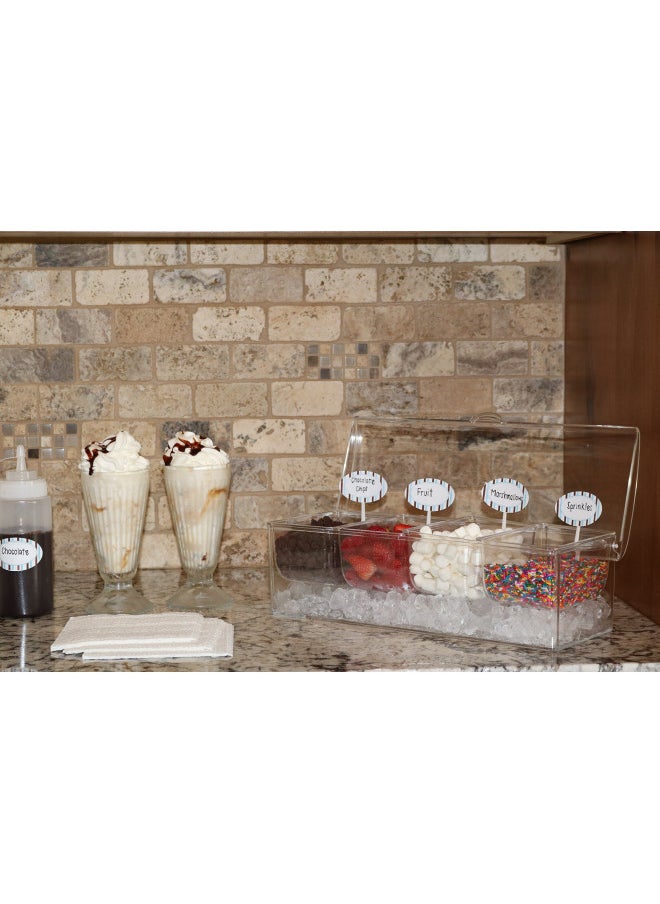 Oaklyn - Oaklyn Large Clear Condiment Server Organizer on Ice with Containers and Lid BPA-Free Serving Bar Compartments and Plastic Box Tray Chilled Caddy Dispenser Set - Holds 80 oz Total - Image 1