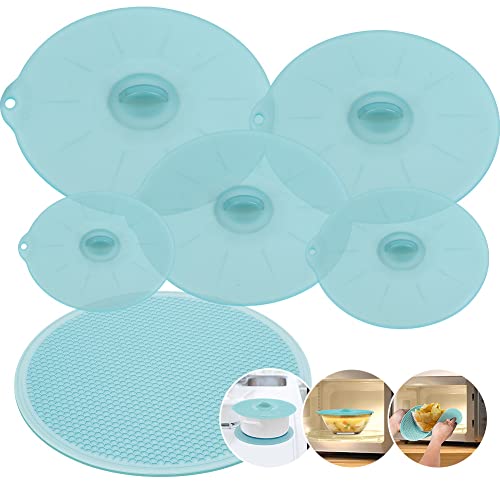 Andyken Microwave Mat & Food Cover Cover for Splatter Guard Silicone Trivet Pot Holders Drying Baking Place Mat Silicone Bowl Covers BPA Free Suction Lids Microwave Cover - Image 1