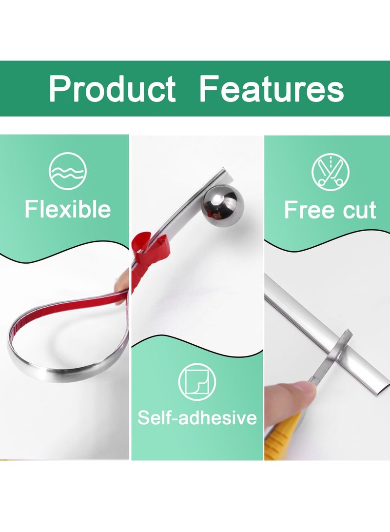 SYOSI شريط حواف بلاستيك لاصق ذاتي، تزيين زوايا الجدران بشريط حواف بلاستيكي، شريط حشو، قاعدة مقاومة للعفن، لحواف البلاط، الأرضيات، backsplash وزوايا الديكور، أبيض - Image 3