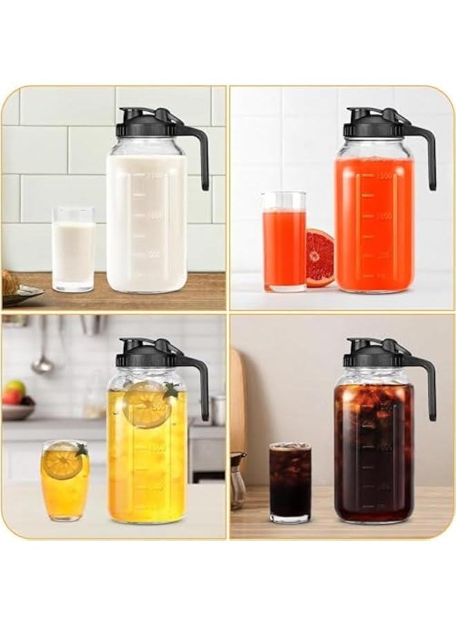 HOOKOR 64 OZ Mason Jars with Lid, Glass Pitcher Double Leak Proof with Pour Spout Handle, Wide Mouth Jar, Heavy Duty Container for Water, Juice, Milk, Tea, Iced Coffee, and Drinks (64OZ)  - Image 4