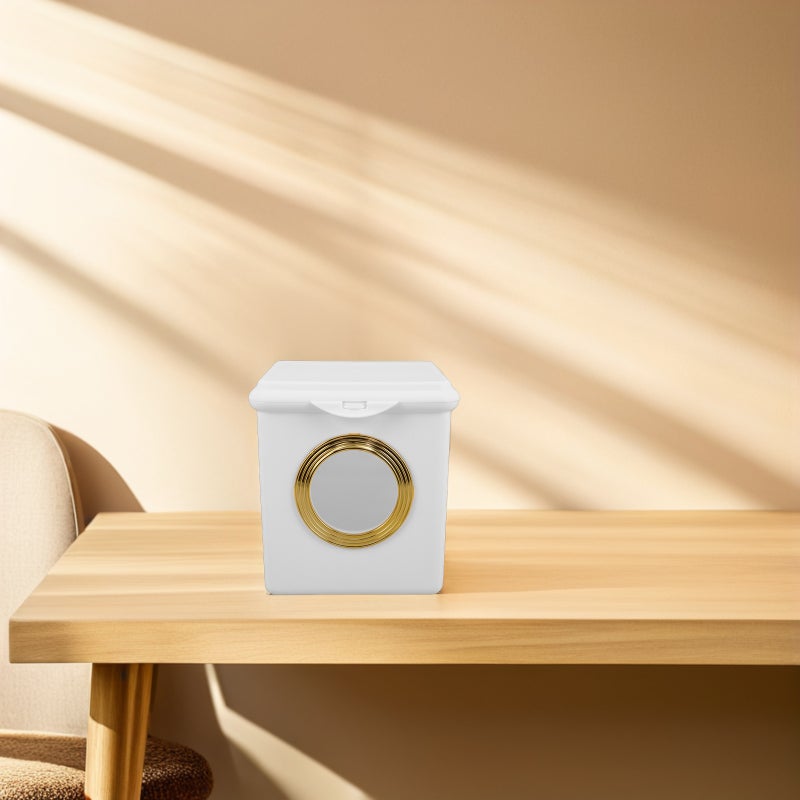 Desktop Trash Can With Lid: Mini Stylish Small Office Trash Can For Desk Bedroom Living Room Easy To Clean For Home And Office Use - Image 4