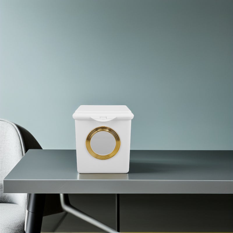 Desktop Trash Can With Lid: Mini Stylish Small Office Trash Can For Desk Bedroom Living Room Easy To Clean For Home And Office Use - Image 3