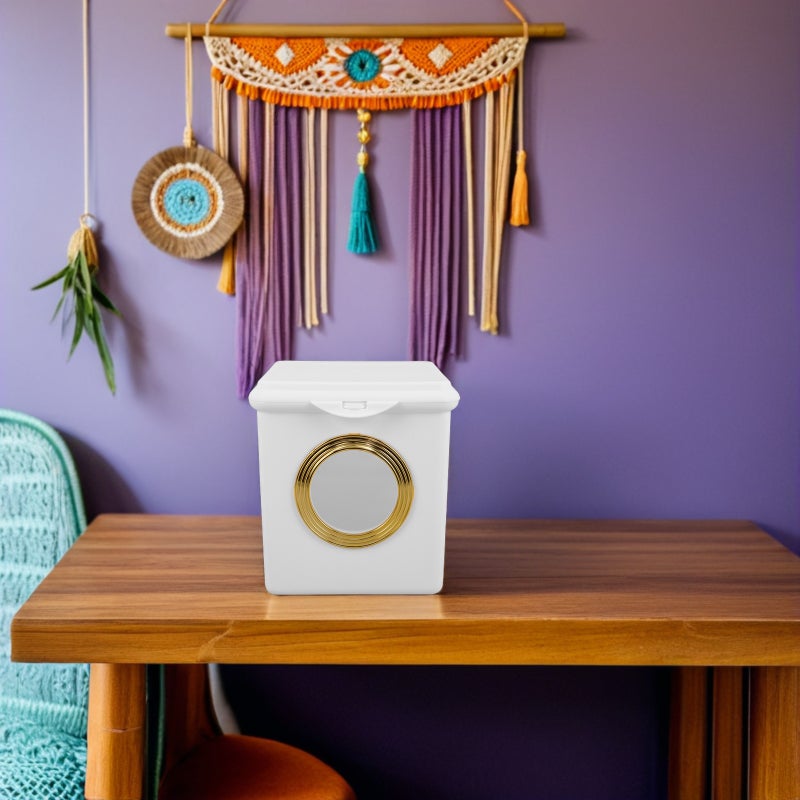 Desktop Trash Can With Lid: Mini Stylish Small Office Trash Can For Desk Bedroom Living Room Easy To Clean For Home And Office Use - Image 2