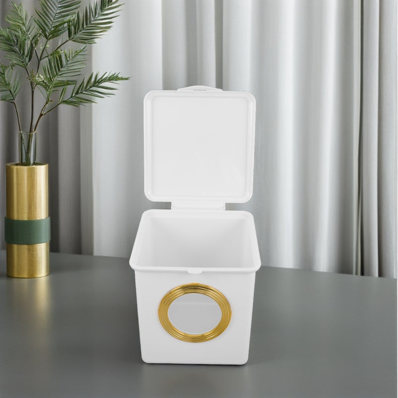 Desktop Trash Can With Lid: Mini Stylish Small Office Trash Can For Desk Bedroom Living Room Easy To Clean For Home And Office Use - Image 5