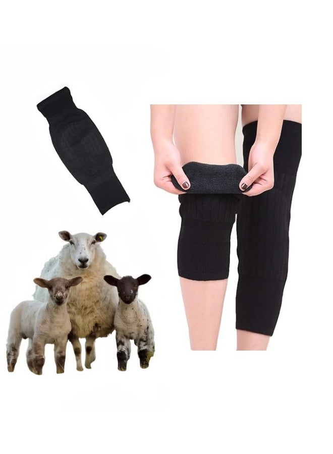 Woolen knee pads for women and men with arthritis, thermal woolen knee support with elastic fabric and pure wool lining - Image 1