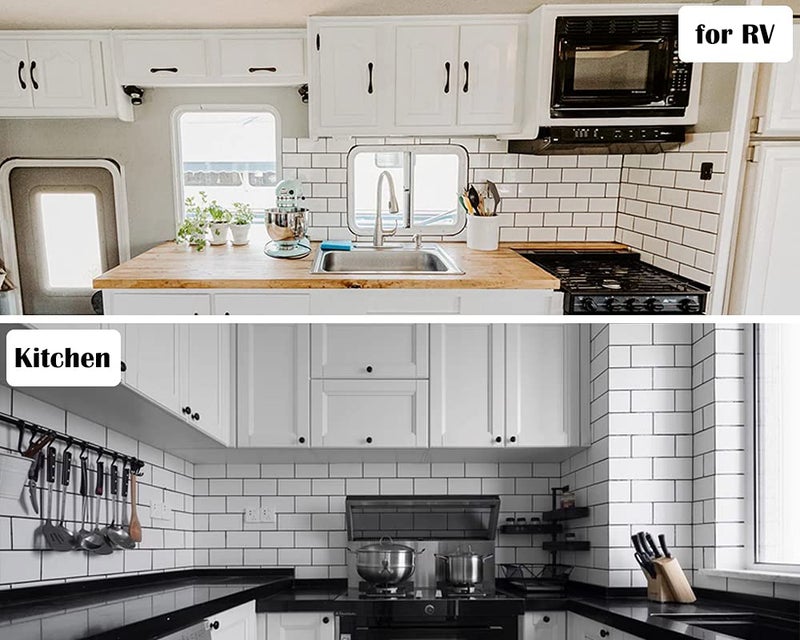 DICOFUN 10-Sheet Polished White Thick PVC Peel and Stick Backsplash, Ceramic Look Subway Tile White Kitchen Backsplash Peel and Stick Wall Tiles - Image 4