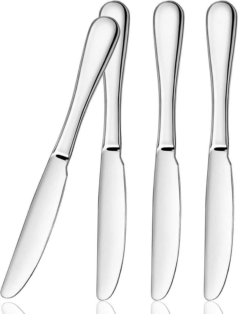 ATB Dinner Knives Set, Stainless Steel Table Knife, Butter Spreder, 2/4/6 Pieces Mirror Polished Dinner Knife, Sturdy and Dishwasher Safe, Silverware Cutlery (4 Pcs) - Image 1
