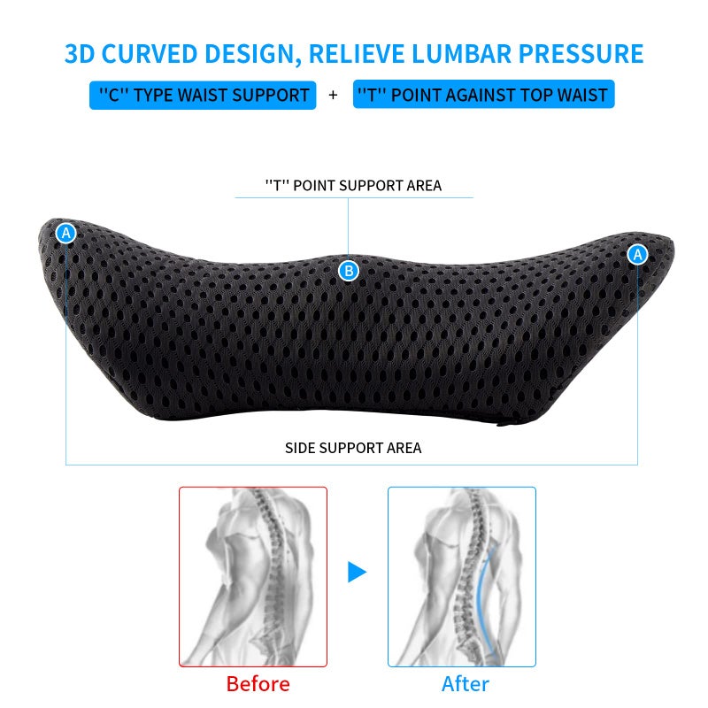 Memory Foam Lumbar Support Pillow for Office Chair, Car Seat, and Travel, Breathable Ergonomic Back Pillow with 4D Mesh Cover - Image 3