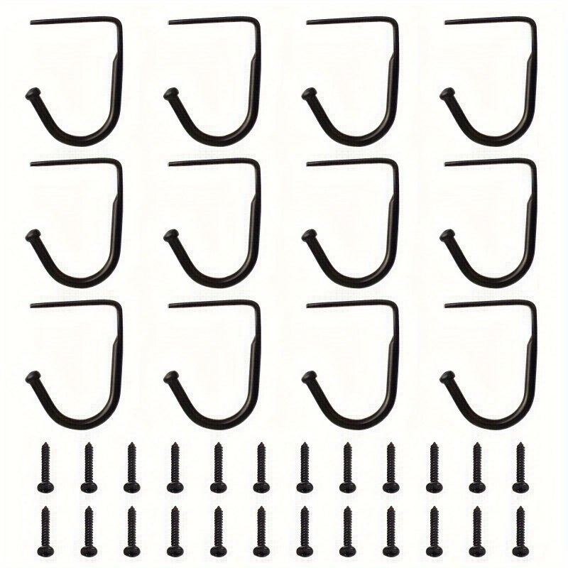 12 Pieces Black Metal Under Cabinet Hooks Wall Mounted Cup Holders Kitchen Storage Utility Hooks - Image 4