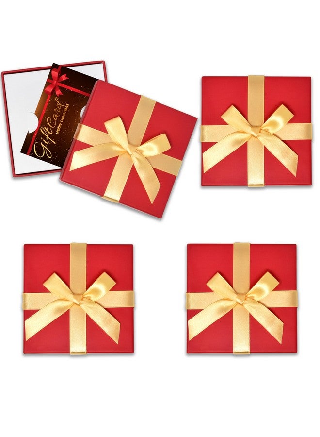 Gift Boutique Christmas Card Gift Holder Boxes Holiday Money Card Holders Party Favor Decor, Pack Of 6 Red Present Box With Gold Bow - Image 1