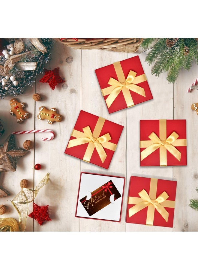 Gift Boutique Christmas Card Gift Holder Boxes Holiday Money Card Holders Party Favor Decor, Pack Of 6 Red Present Box With Gold Bow - Image 3