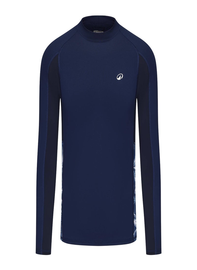 OLAIAN OLAIAN by DECATHLON, Men’s surfing UV protection top -DENIM PALM  - Image 2