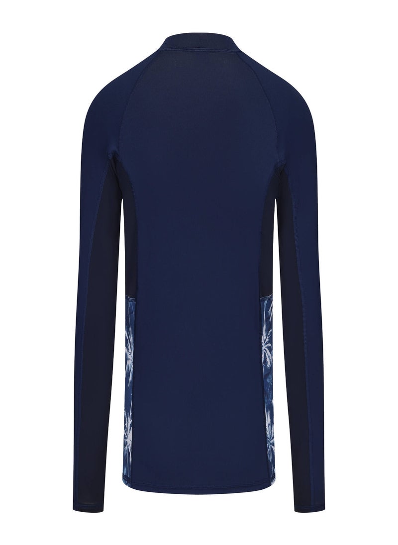 OLAIAN OLAIAN by DECATHLON, Men’s surfing UV protection top -DENIM PALM  - Image 3