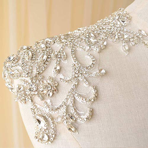 gelvs Mirror Pair Rhinestone Shoulder Applique Bridal Dress Shoulder Embellishment Crystal Patch - Image 2