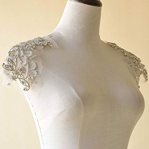 gelvs Mirror Pair Rhinestone Shoulder Applique Bridal Dress Shoulder Embellishment Crystal Patch - Image 3