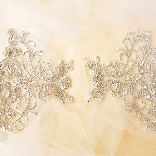 gelvs Mirror Pair Rhinestone Shoulder Applique Bridal Dress Shoulder Embellishment Crystal Patch - Image 5