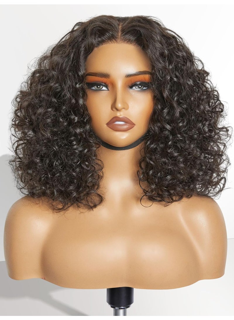 LUVME HAIR - LUVME HAIR Casual Bouncy Curly 4x4 Closure Lace Glueless Mid Part Short Wig 100 Human Hair - Image 1