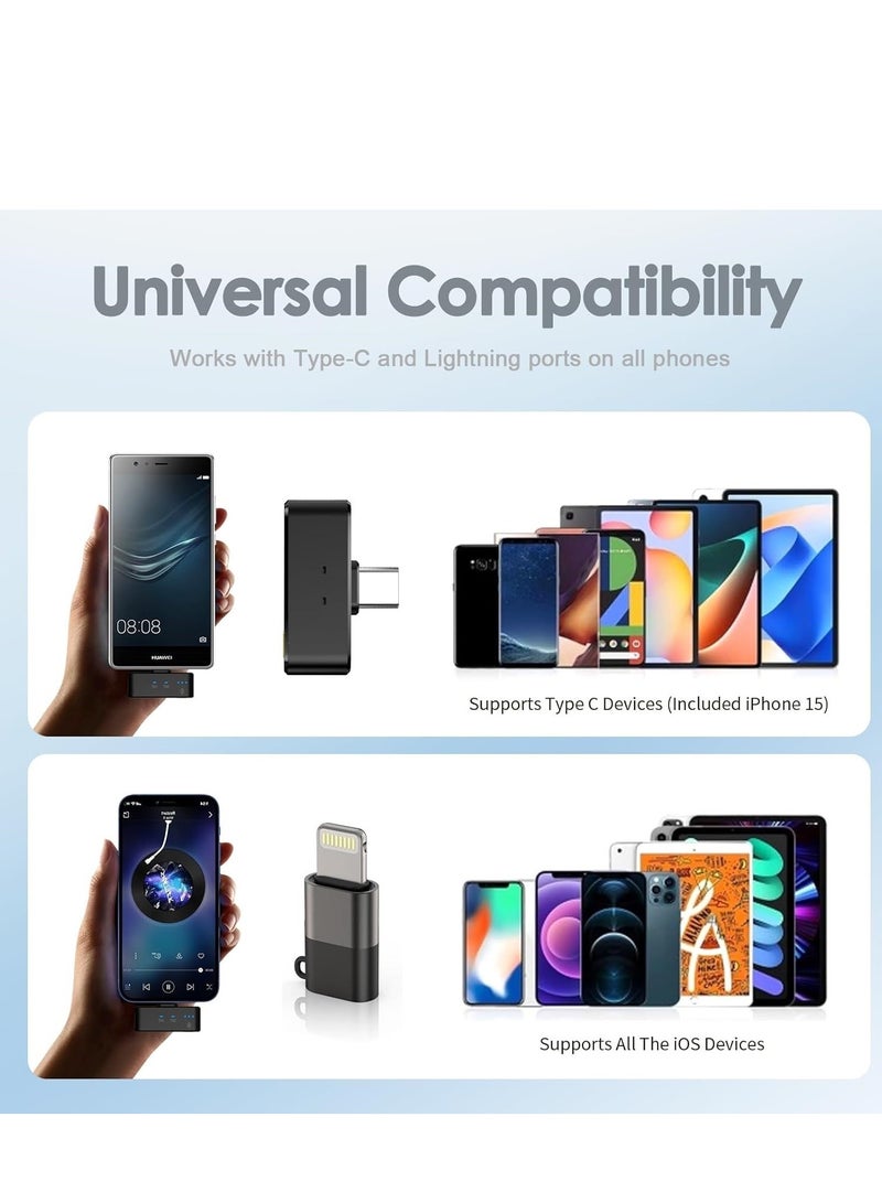 Wireless Lavalier Microphone for iPhone/Android with Lightning/USB C 2 TX+2 RX+Charging Case Mini Microphone with Noise Cancellation 30H Battery Clip on Lapel Mic for Video Recording Vlog - Image 3