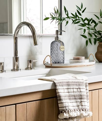 JASAI 18Oz Gray Glass Soap Dispenser with Rust Proof Pump, Refillable Kitchen soap Dispenser for Dish Soap, Bathroom Soap Dispenser for Dispense Hand soap, Lotion. - Image 5