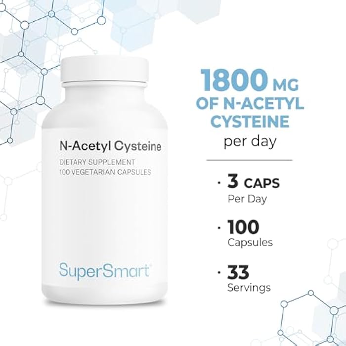 Supersmart - NAC N-Acetyl Cysteine 1800 mg Per Day - Amino Acids - Antioxiddants & Anti Aging Supplement - Glutathione Precursor | Non-GMO & Gluten Free - 100 Vegetarian Capsules - Image 5