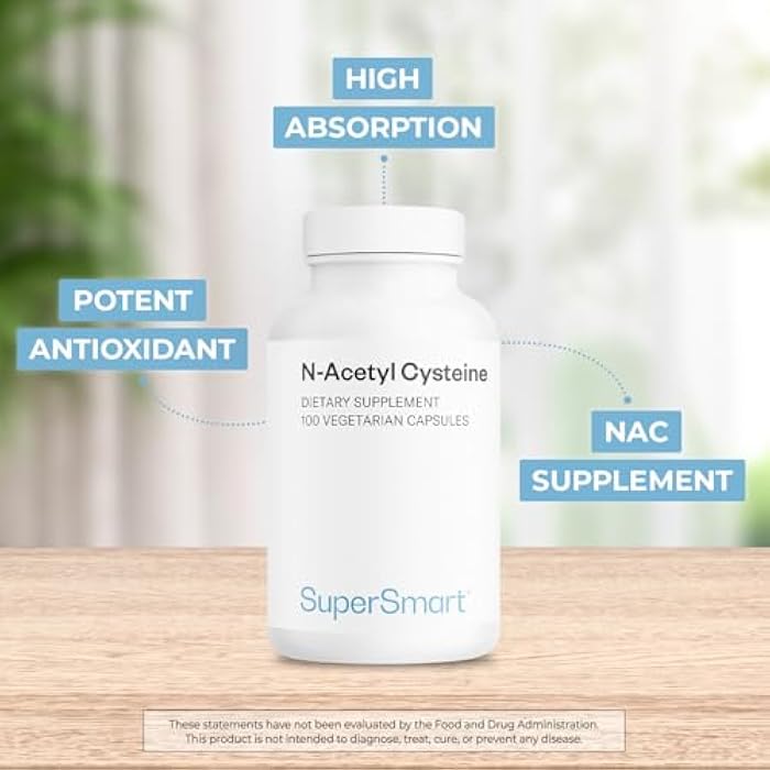 Supersmart - NAC N-Acetyl Cysteine 1800 mg Per Day - Amino Acids - Antioxiddants & Anti Aging Supplement - Glutathione Precursor | Non-GMO & Gluten Free - 100 Vegetarian Capsules - Image 3