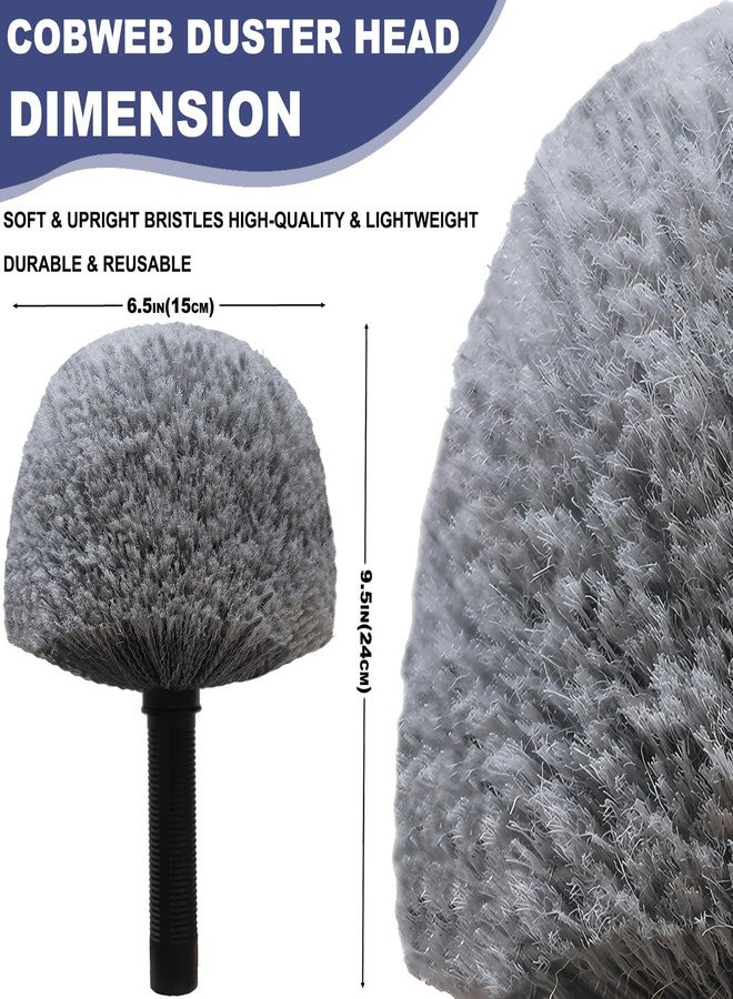 Tockrop 4 Pack Cobweb Duster Head Brush - High Efficiency Twist-On Spider Web Brush for Indoor & Outdoor Cleaning, Compatible with Standard Threaded Poles - Image 2