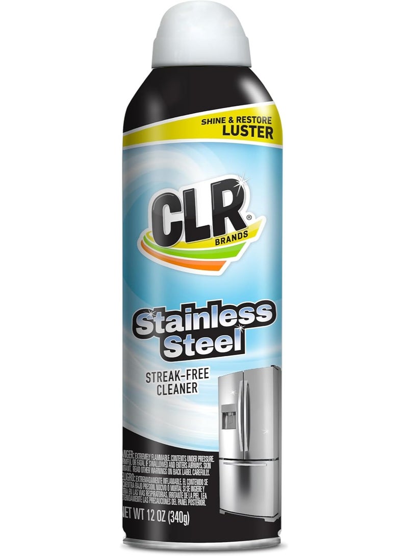 CLR Spot Free Stainless Steel Cleaner - Removes Water Marks, Fingerprints and Residue from Refrigerators, Dishwashers, Ovens and More, Streak Free Shine - 12 Ounce Spray Can (Pack of 1) - Image 1