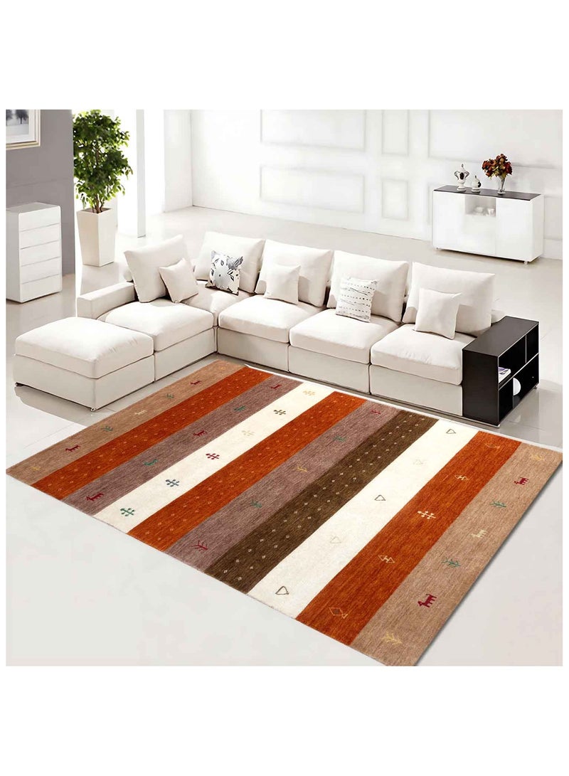 NOAH WOOL RUG-150X230 CM- ORANGE / BEIGE - Image 1