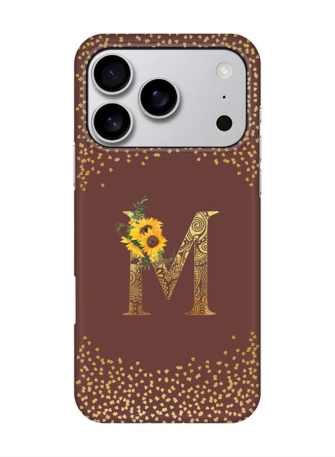 Stylizedd For iPhone 17 Pro,Case, [Compatible with MagSafe] Magnetic cover Slim fit Protection Matte, - Custom Floral Monogram - M  (Brown )