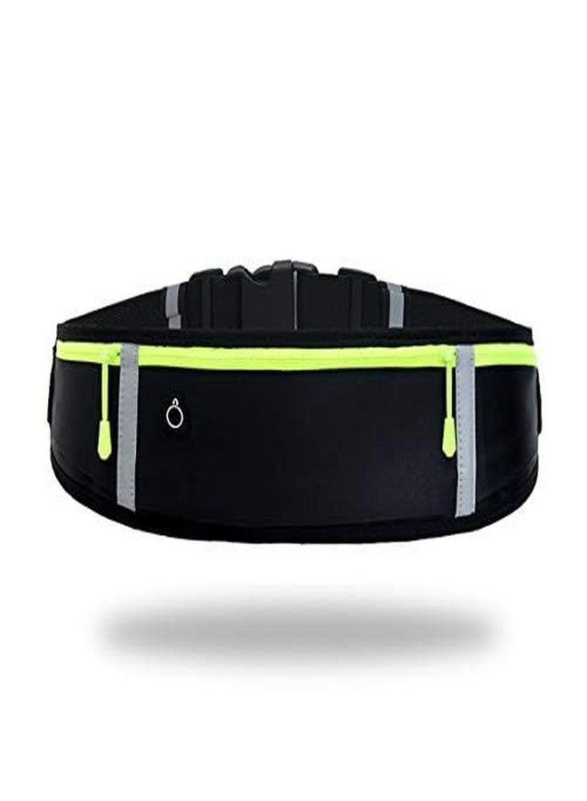 DZOPE Running Waist Belt for Women & Men, Sweat & Rainproof Phone Holder with Adjustable Strap & 3 Pockets, Headphone Hole WaistBag for Sports, Yoga, Workout & Outdoor Activities - Black - Image 1
