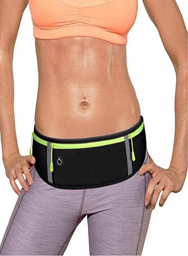 DZOPE Running Waist Belt for Women & Men, Sweat & Rainproof Phone Holder with Adjustable Strap & 3 Pockets, Headphone Hole WaistBag for Sports, Yoga, Workout & Outdoor Activities - Black - Image 2