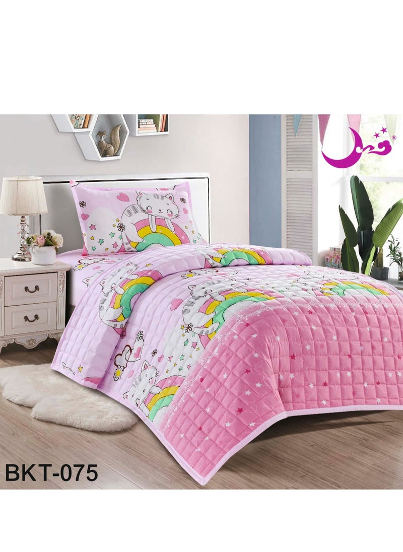مون طقم لحاف أطفال مضغوط مكون من 3 قطع مايكروفايبر 210x160 سم  - Image 1