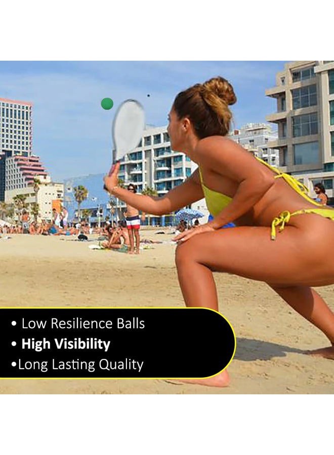 W4W Kadima Beach Paddle Ball Racket Set - Bundle Pack Includes 4 Balls & 2 Paddles - Natural - Image 4