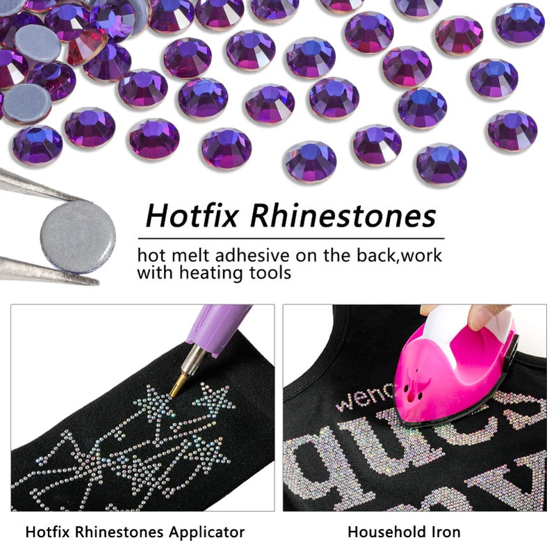 Beadsland Hotfix Rhinestones  2880Pcs Flatback Crystal Rhinestones For Crafts Clothes Diy Decorations  Purple Velvet  Ss10  2.7-2.9Mm - Image 4