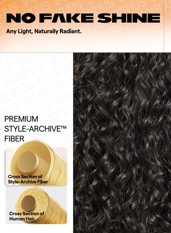 GORGIUS Glueless Curly Lace Front Wig Pre Plucked Middle Part Closure Wig 20 Inch Natural Black Pre Cut Synthetic Curl Wig Upgraded with Premium Human-Hair-Like Fiber - Image 5