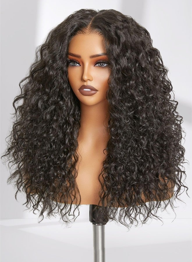 GORGIUS Glueless Curly Lace Front Wig Pre Plucked Middle Part Closure Wig 20 Inch Natural Black Pre Cut Synthetic Curl Wig Upgraded with Premium Human-Hair-Like Fiber - Image 1