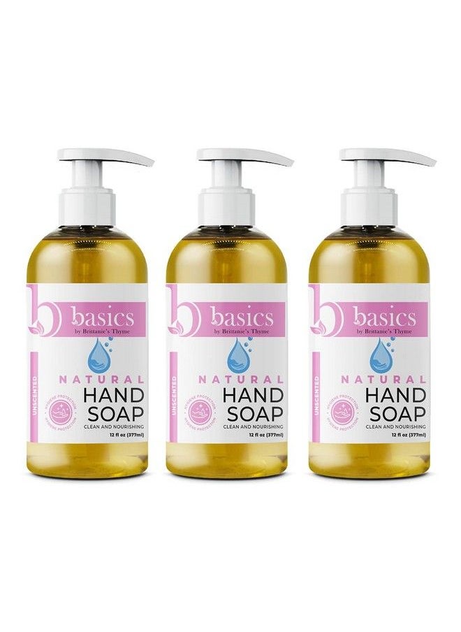 Brittanie's Thyme - Basics Natural Olive Oil Hand Soap Unscented 12 Fl Oz Pack Of 3 Cruelty Free Vegan No Synthetic Additives No Sulfates Paraben Free Phthalate Free - Image 1