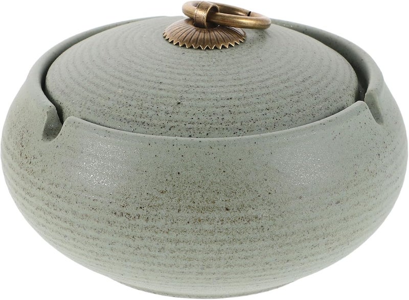 Portable Ceramic Ashtray with Lid, Mini Modern Covered Ash Tray for Indoor and Outdoor Patio Use, Windproof Design Suitable for Travel and Home Smoking - Image 1