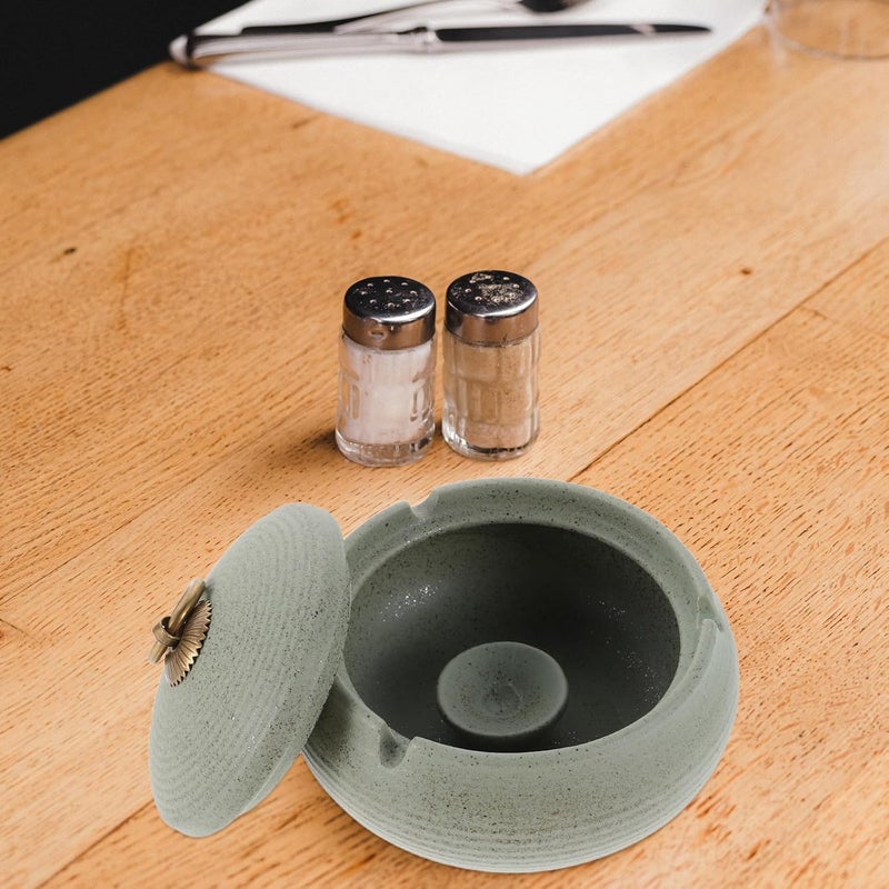 Portable Ceramic Ashtray with Lid, Mini Modern Covered Ash Tray for Indoor and Outdoor Patio Use, Windproof Design Suitable for Travel and Home Smoking - Image 5